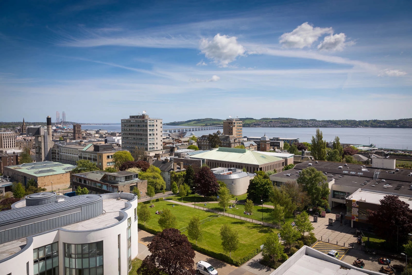 View of the campus looking towards Broughty Ferry and the River Tay