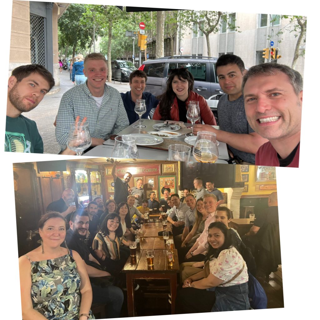 Group photos at restaurants in Barcelona