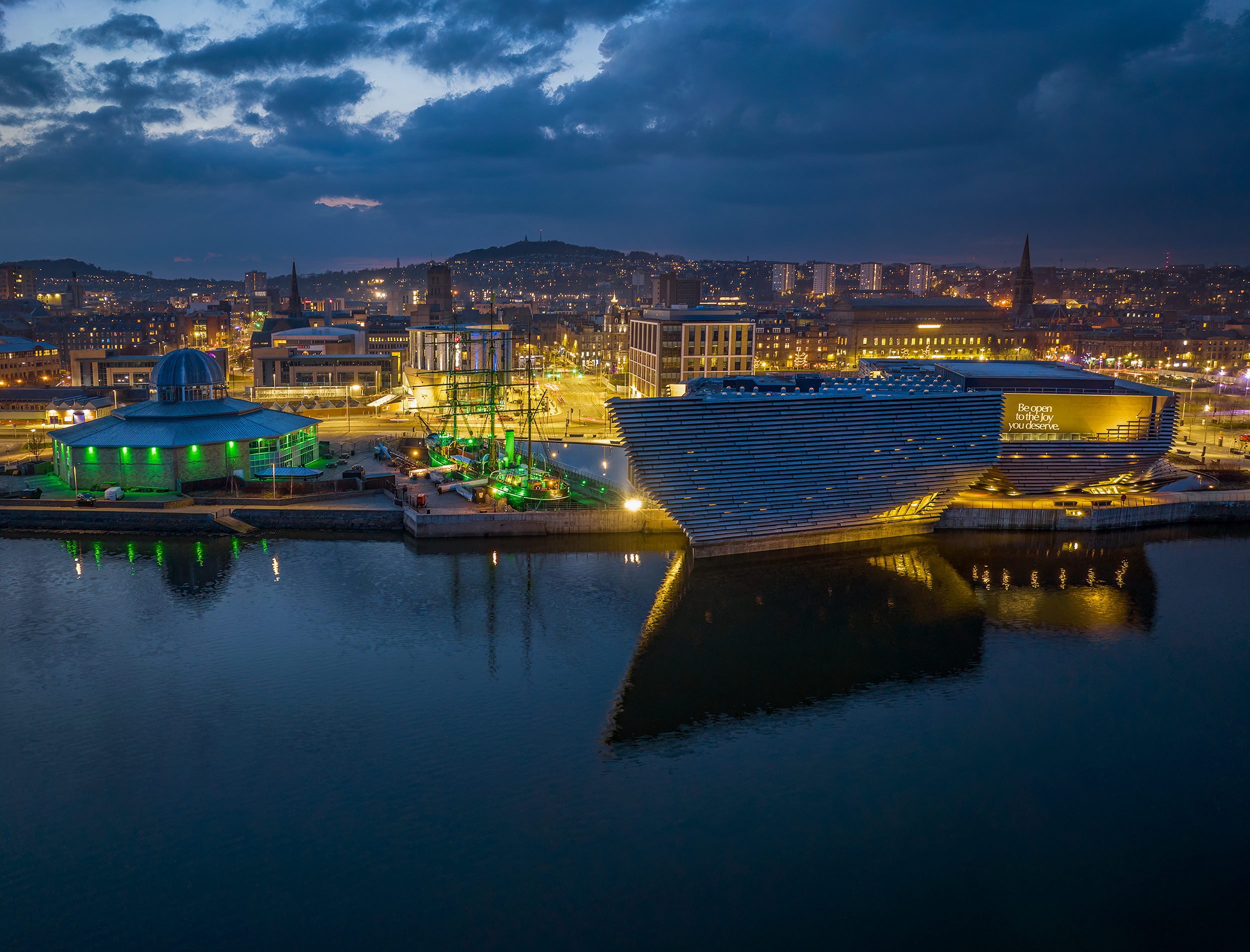 V&A at night over the River Tay