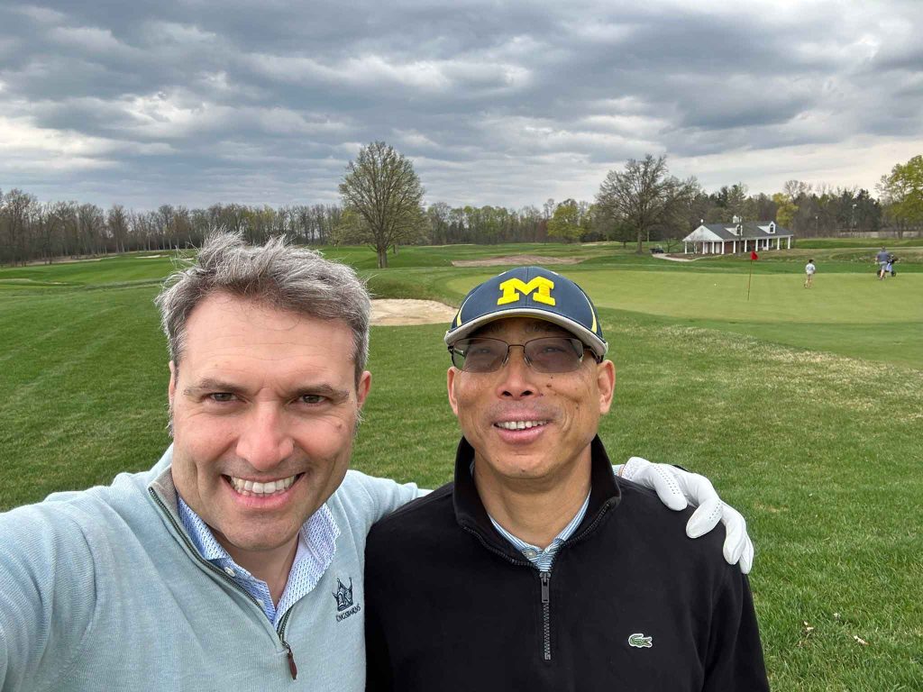 Alessio and Shaomeng on golf course