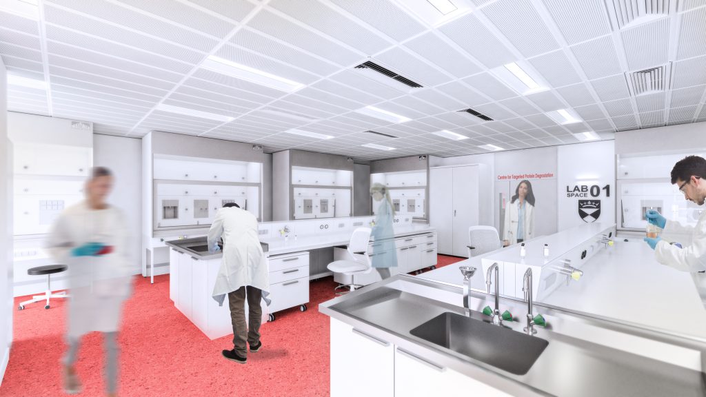 Artists impression of a lab with people working