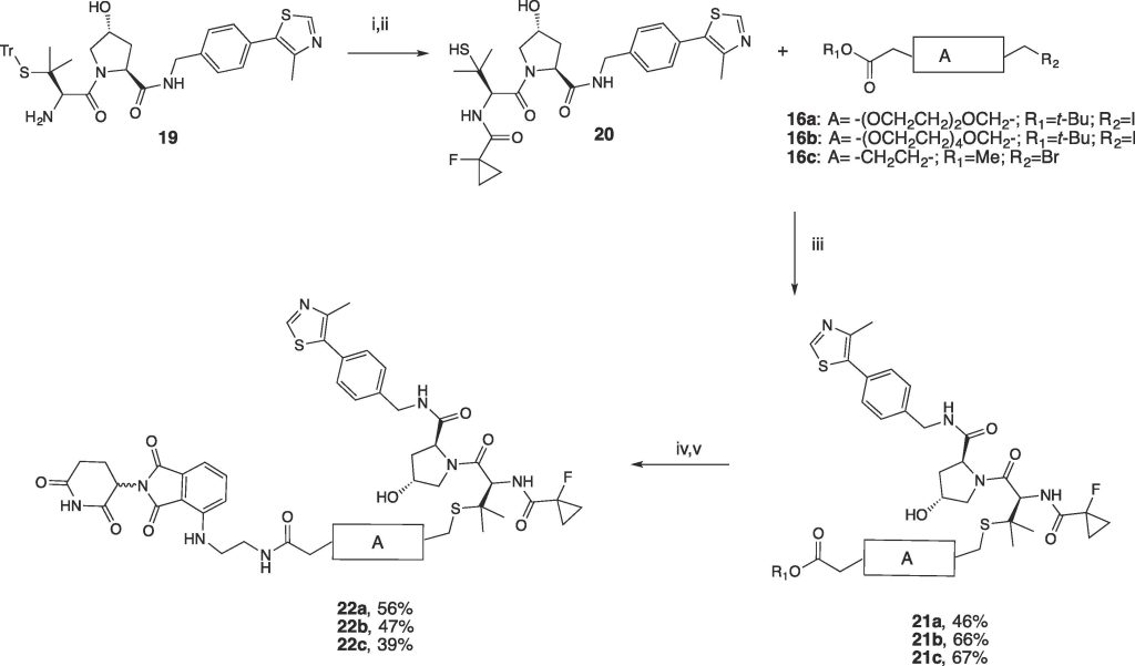 Scheme 4. Synthesis of PROTACs 22a-c
