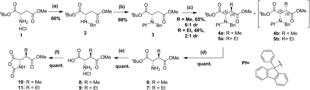 Scheme 1 Stereoselective synthesis of N-carboxyanhydrides 10 and 11