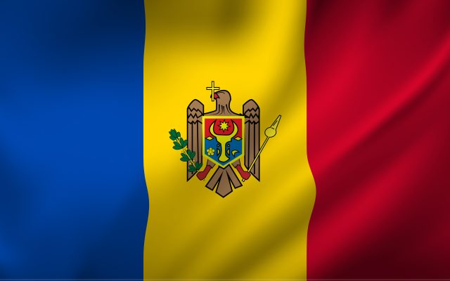 Waving flag of the Moldova. Waving Moldova flag abstract background