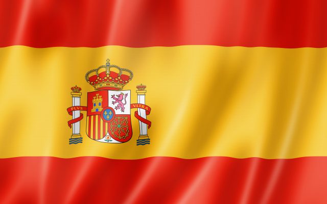 Spain flag, three dimensional render, satin texture