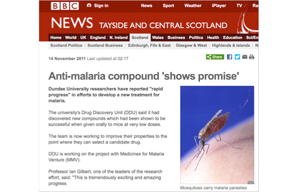 Ian Gilbert's team have discovered a new anti-malaria compound which is showing promise