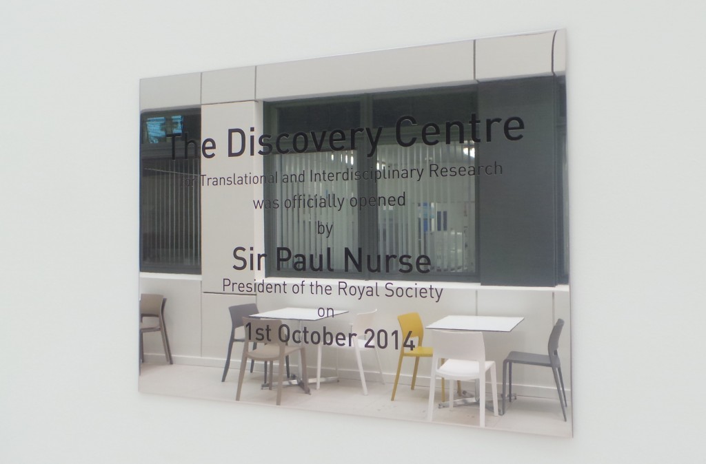 Plaque in College of Life Sciences, University of Dundee