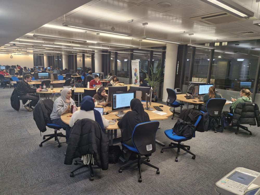 Students study in the library IT suite