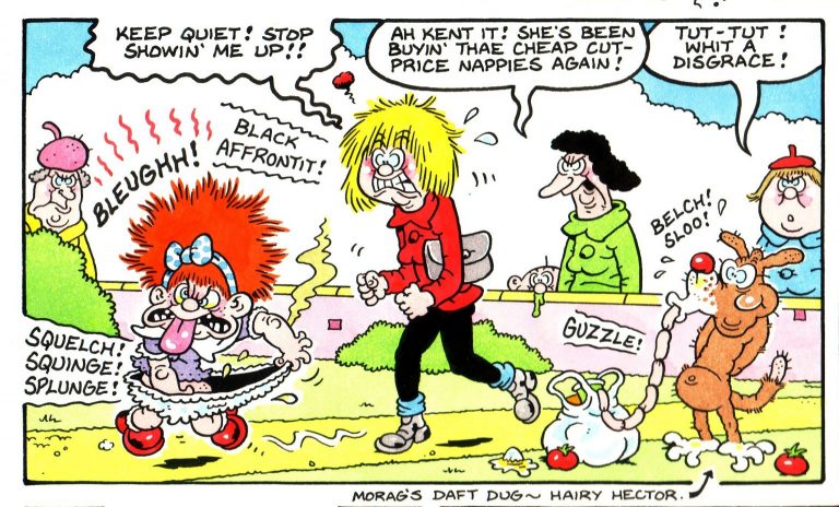 Morag the Toerag from The Scotsman by Tom Paterson, 1995 (University of Dundee Museums, Comics Art Collection, copyright the artist / National World Publishing Ltd)