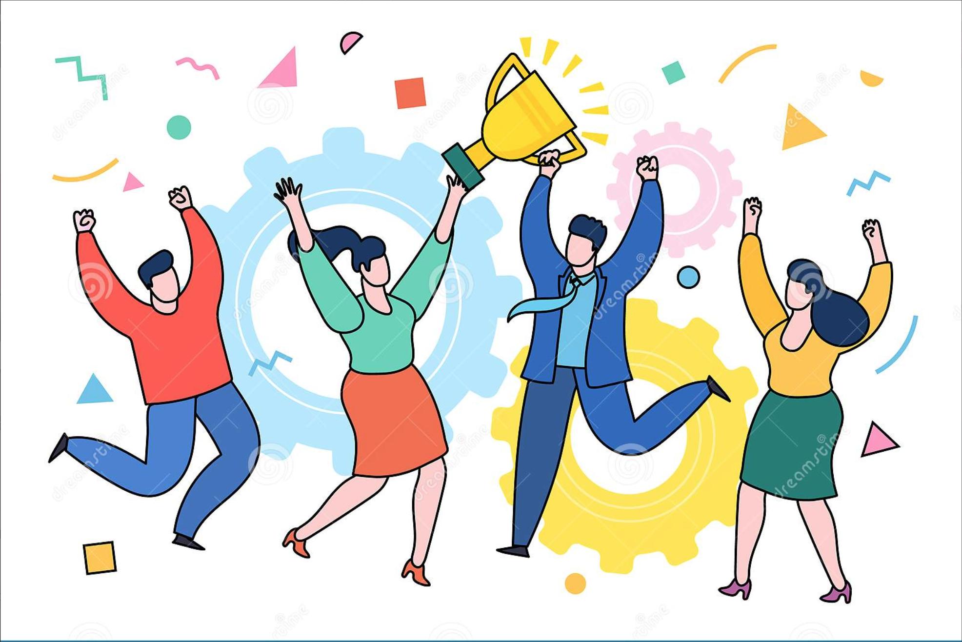 Illustrated graphic of people celebrating