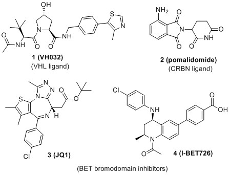 Chart 1. Chemical Structures of Ligands for VHL (1) and CRBN (2) and BET Inhibitors 3 (JQ1) and 4 (I- BET726)